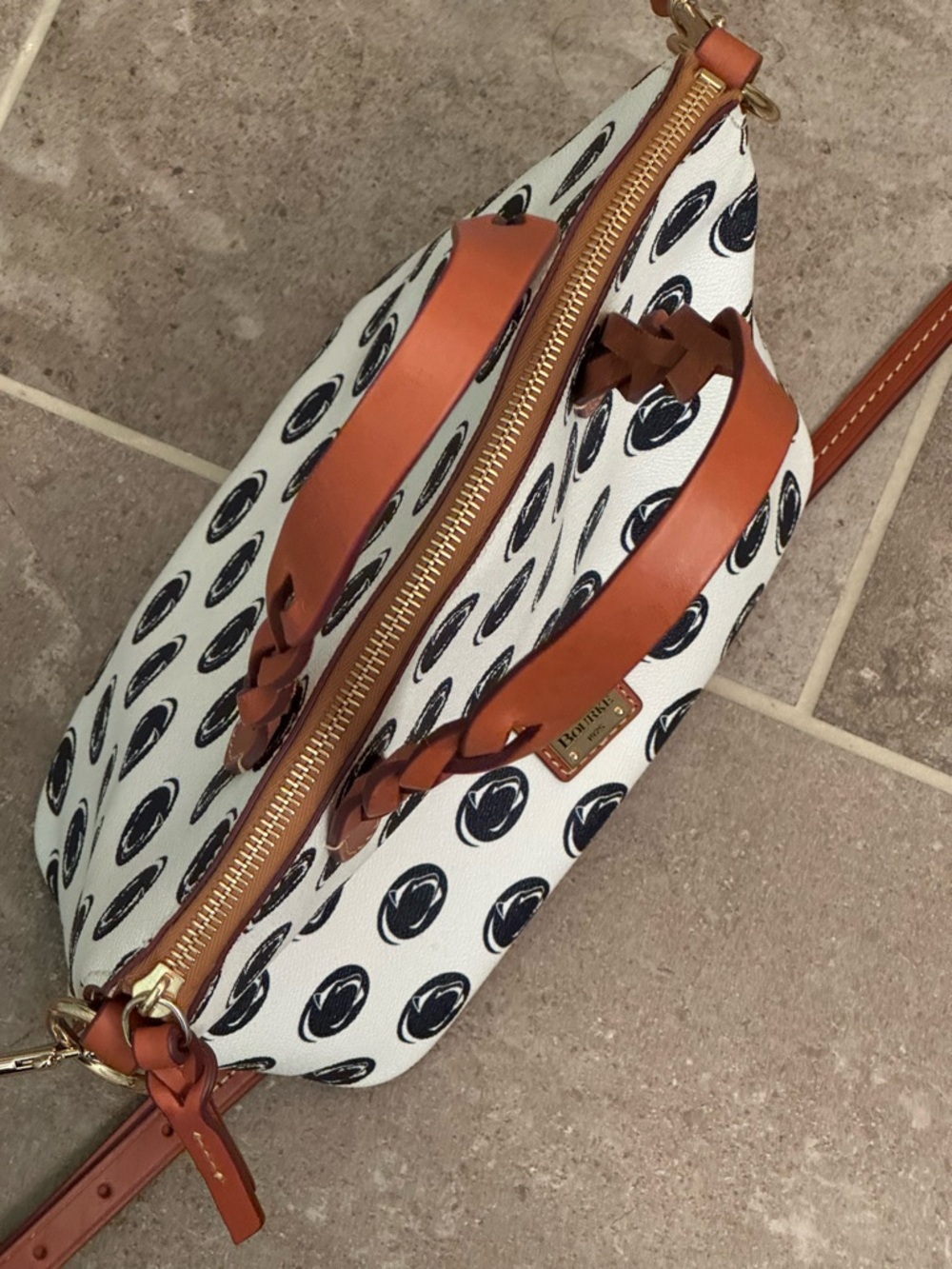 Dooney & Bourke Penn State Nittany Lion White with Navy Logo Print Crossbody Bag - Picture 10 of 10